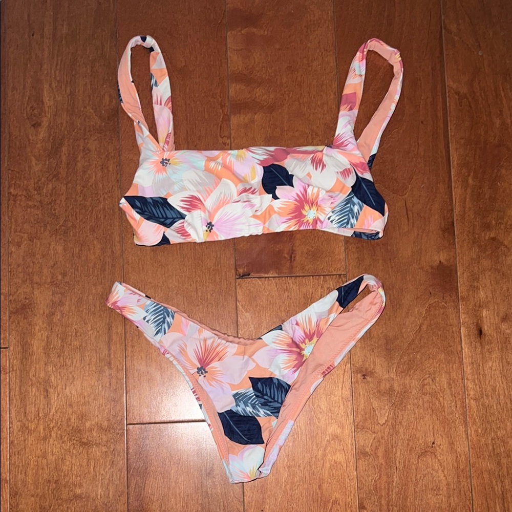 Rip Curl Floral Bikini - Peach and Navy